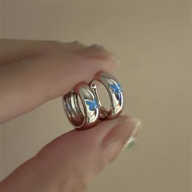 Alloy Earring Huggie Glaze Butterfly