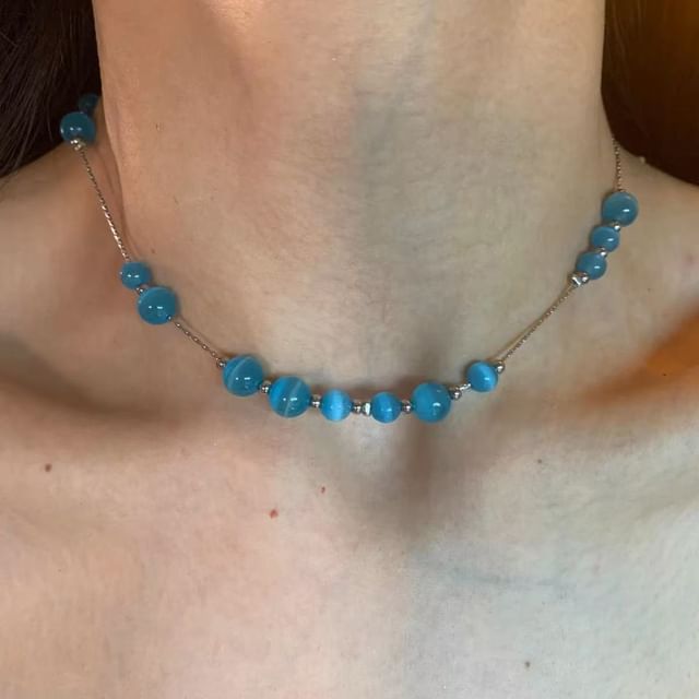 Gemstone Alloy Faux Choker Bead