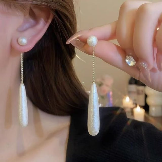 Faux Alloy Earring Droplet Dangle Pearl