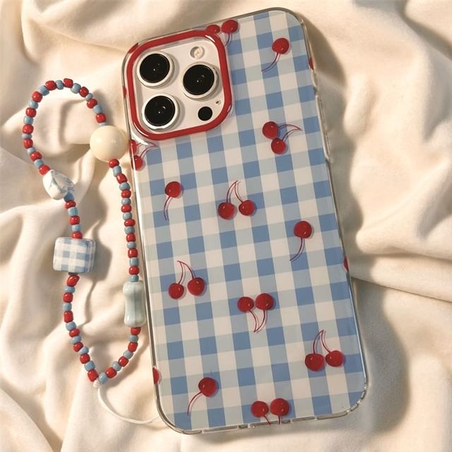 iPhone Beaded Cherry Case Print Strap Set /