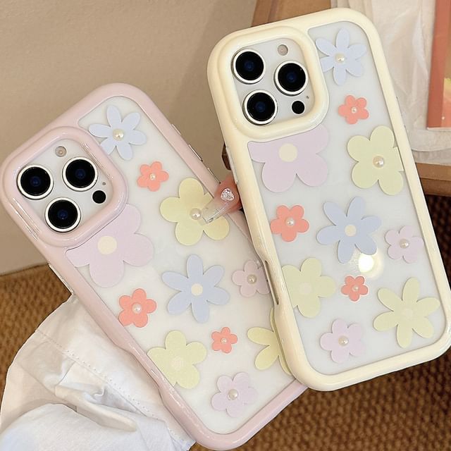 Floral Faux Set: Case iPhone Print + Sticker Pearl