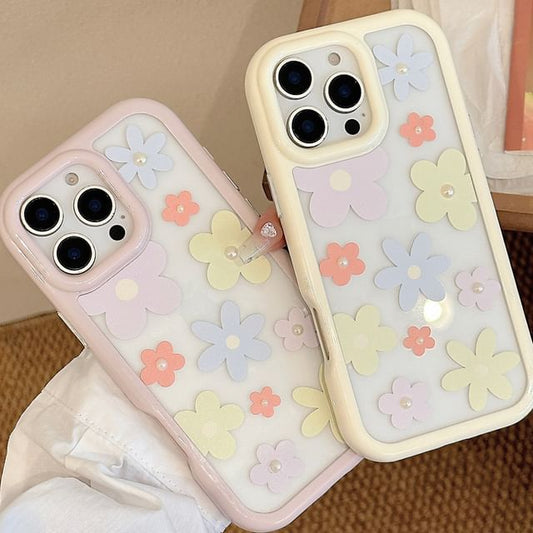 Floral Faux Set: Case iPhone Print + Sticker Pearl