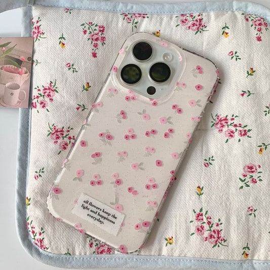 Beaded / Print Strap iPhone Case Set Floral