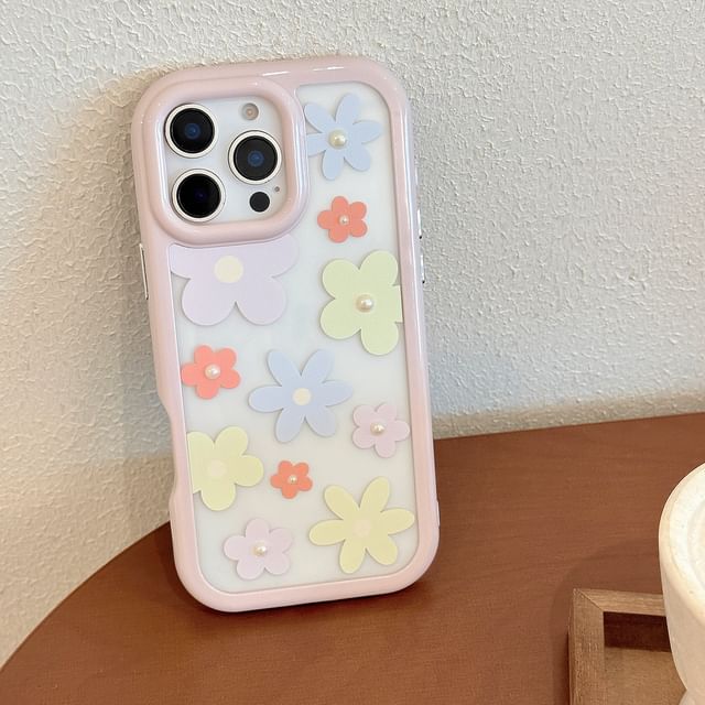 Floral Faux Set: Case iPhone Print + Sticker Pearl