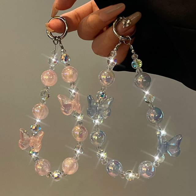 Beaded Lanyard Phone Butterfly