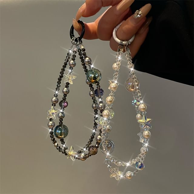 Faux Phone Lanyard Star Pearl
