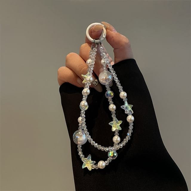 Faux Phone Lanyard Star Pearl
