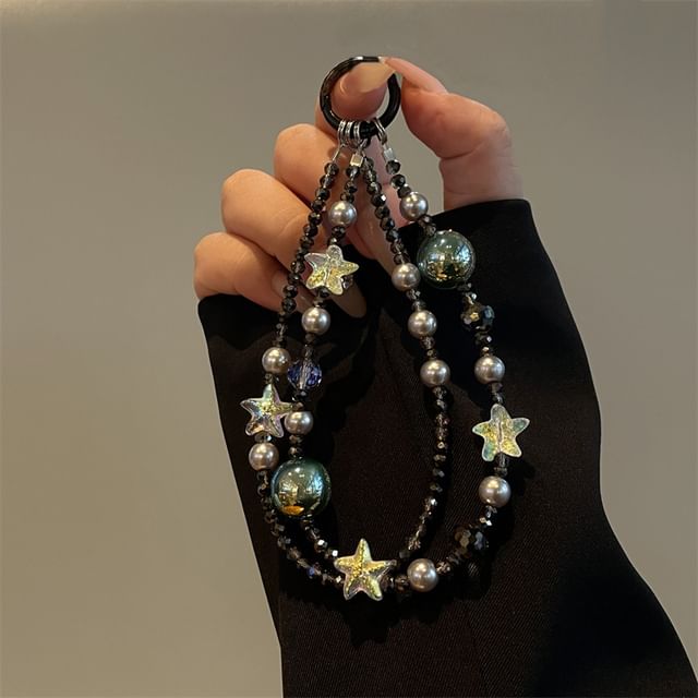 Faux Phone Lanyard Star Pearl