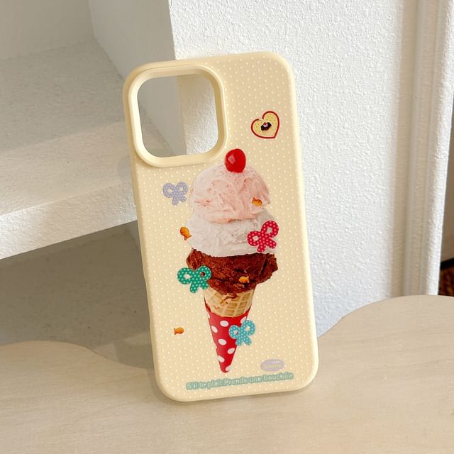 Cream Print Case Phone Ice