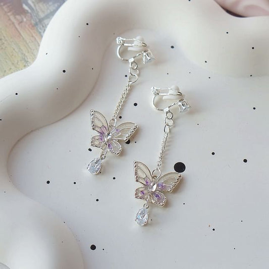 Butterfly On Dangle Clip / Earring