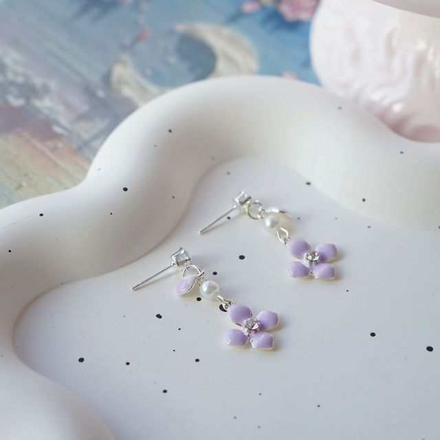 Floral Earring Dangle Clip On /
