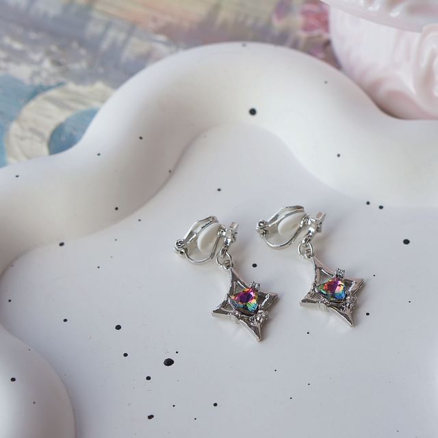 Gemstone On Dangle Earring / Clip