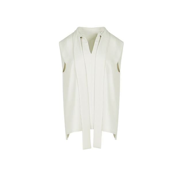 Sleeveless Plain Top / High Waist Straight Leg Pants