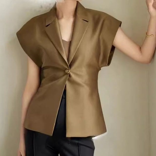 Short-Sleeve Twisted Plain Shirt