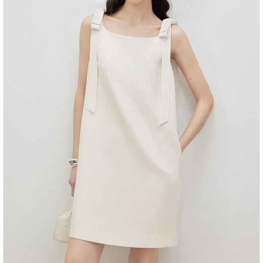 Sleeveless Square Neck Plain Shirt Dress