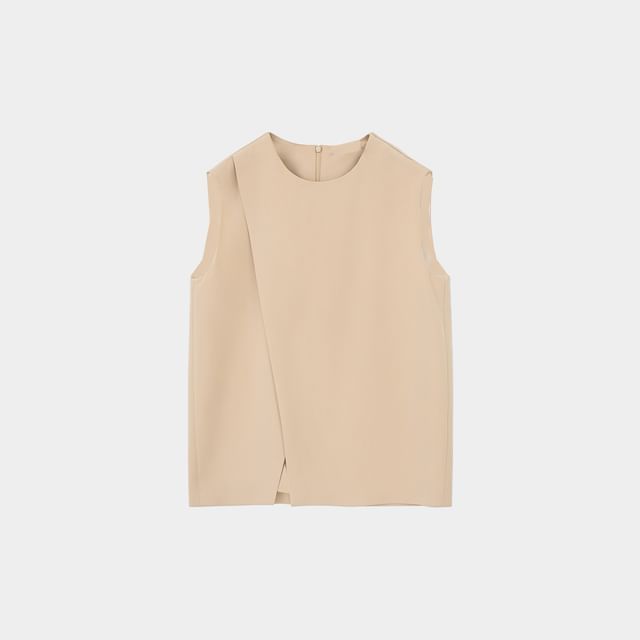 Sleeveless Asymmetrical Top / High Waist Straight Leg Pants