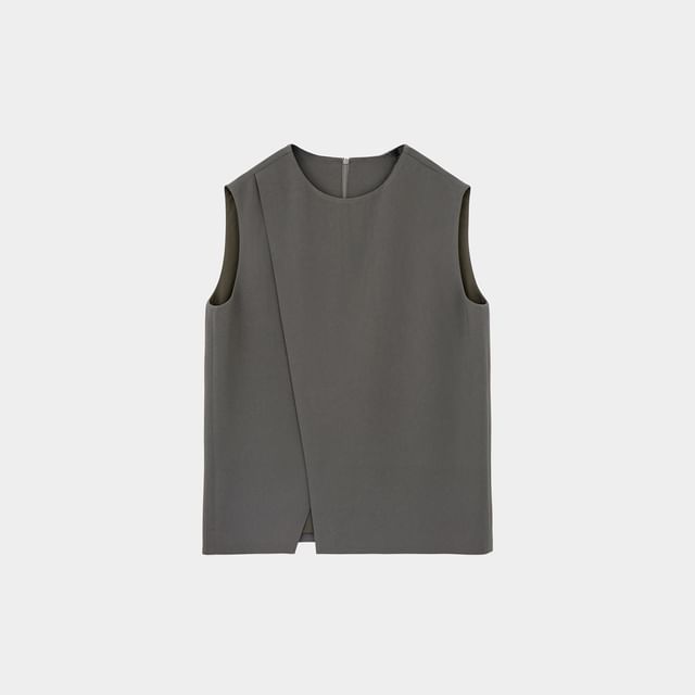 Sleeveless Asymmetrical Top / High Waist Straight Leg Pants