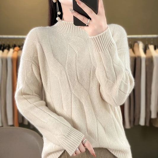Mock Neck Plain Sweater