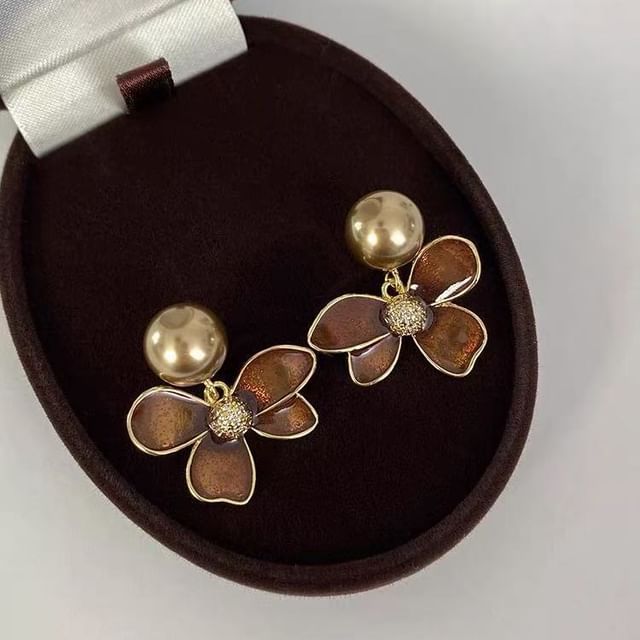 Glaze Flower Drop Earring
