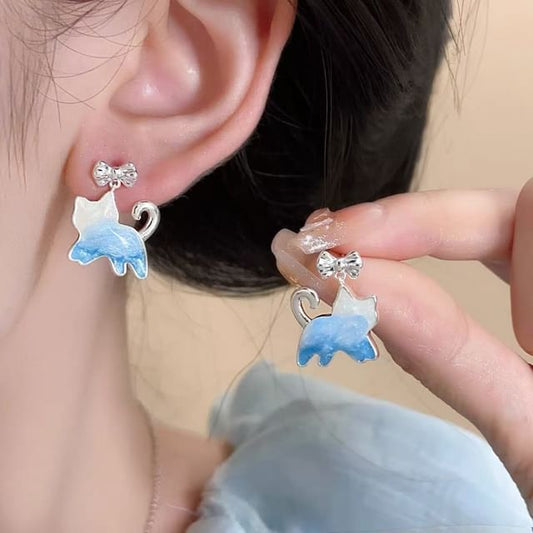 Cat Drop Earring Bow