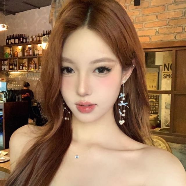 Drop Fringed Faux Pearl Bow Earring