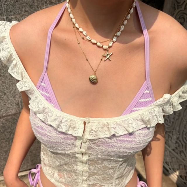 Chain Station Shell Pendant + Necklace Set: Starfish