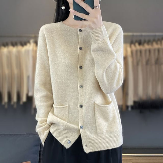 Plain Button-Up Cardigan