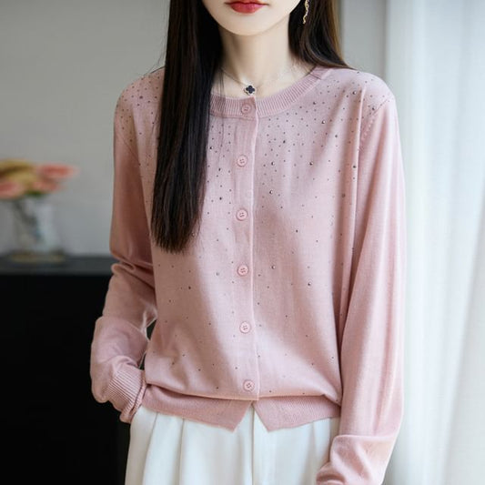 Rhinestone Button-Up Cardigan