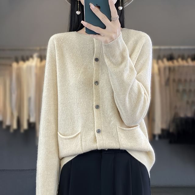 Plain Button-Up Cardigan