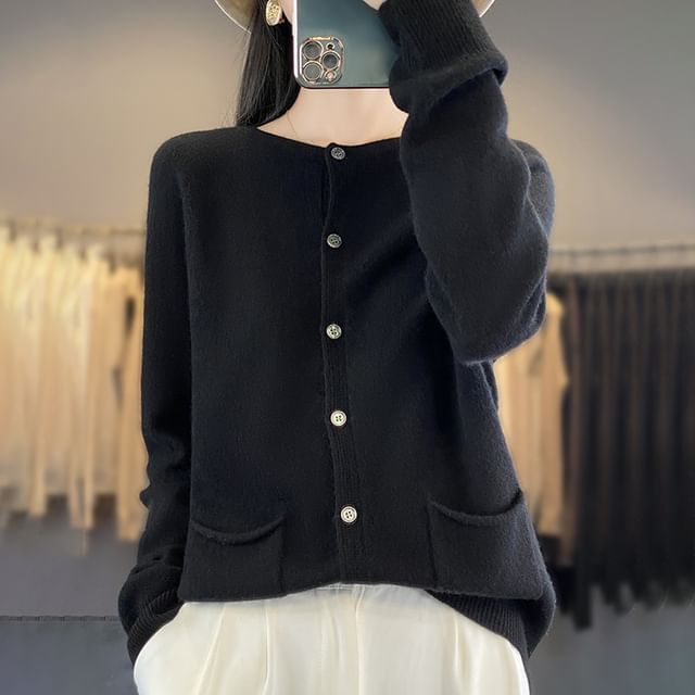 Plain Button-Up Cardigan