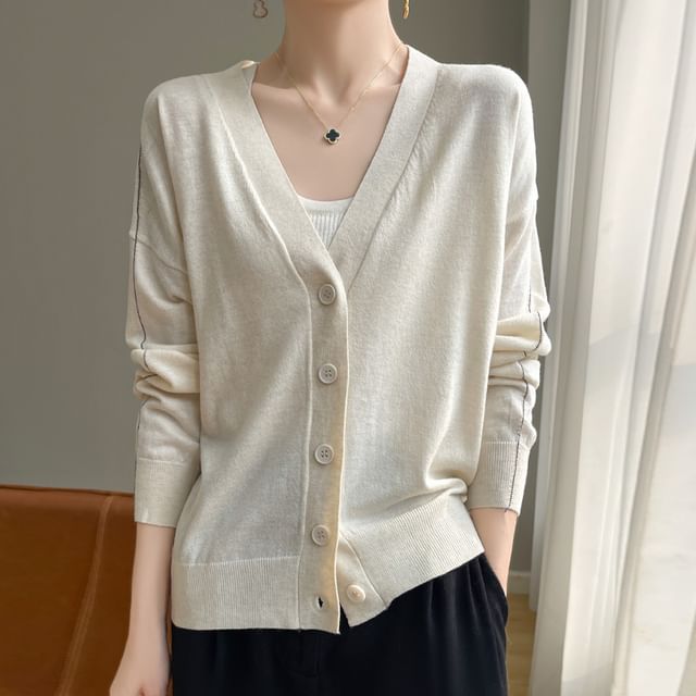 V-Neck Plain Cardigan