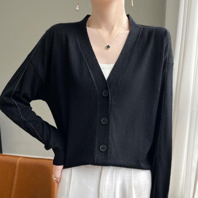 V-Neck Plain Cardigan