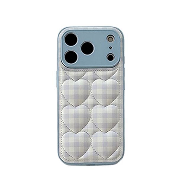 Heart Plaid Faux Leather Phone Case