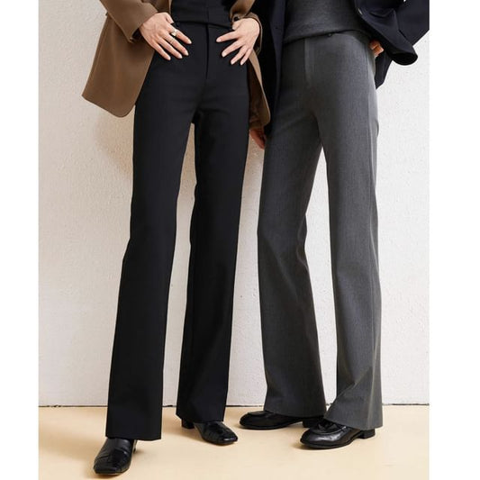 Mid Rise Plain Bootcut Suit Pants