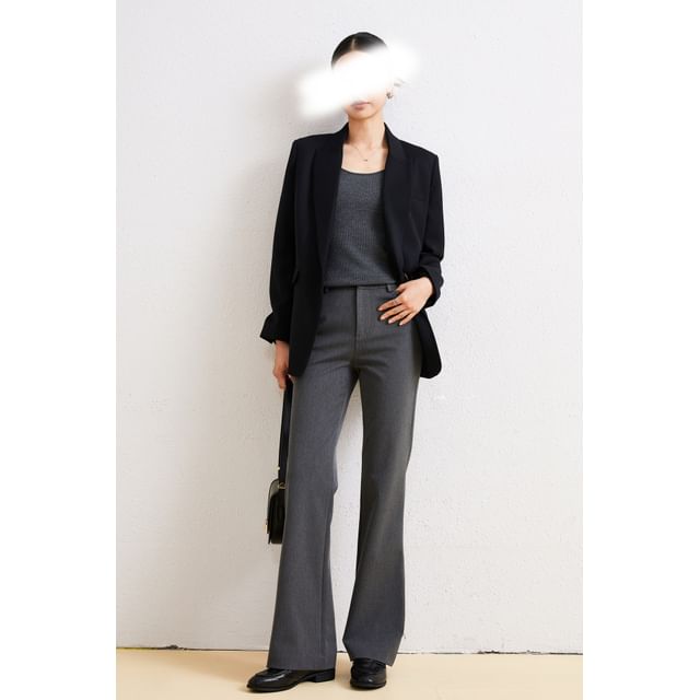 Mid Rise Plain Bootcut Suit Pants