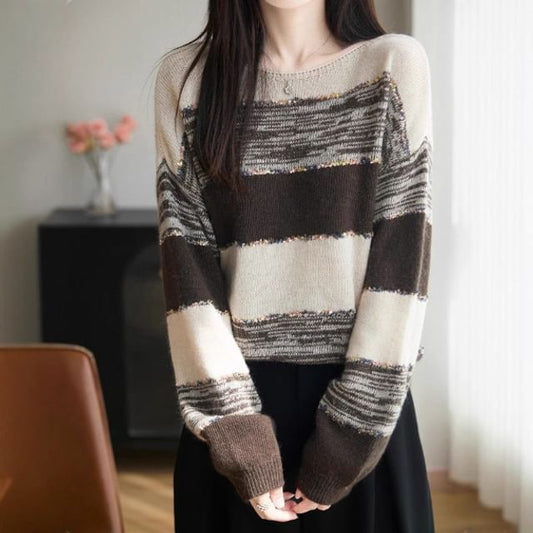 Boat Neck Sequin Sweater