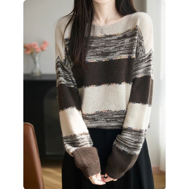 Boat Neck Sequin Sweater