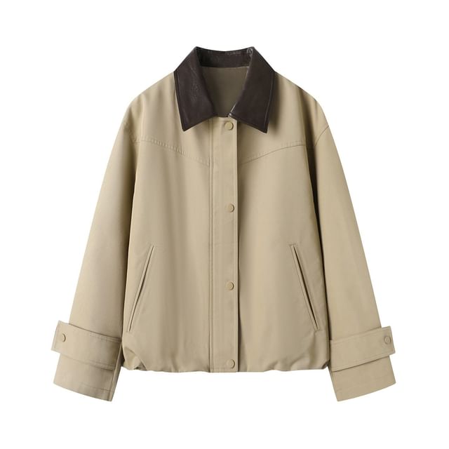 Contrast Collar Zip Barn Jacket