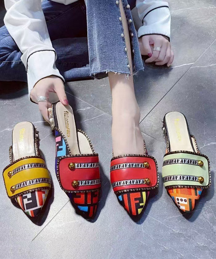 Sandalen Zehen spitz Spleißen einzigartige Slide Leder gelb Faux