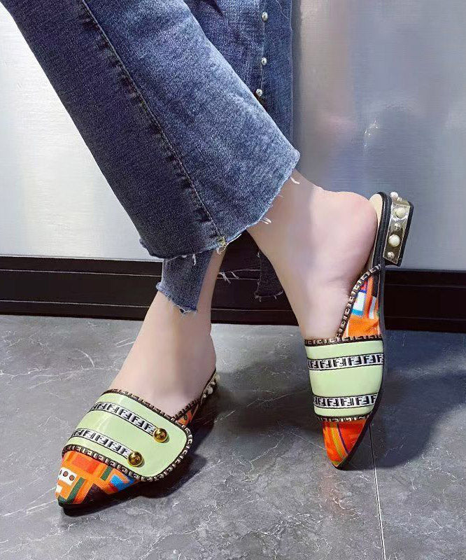 Sandalen Zehen spitz Spleißen einzigartige Slide Leder gelb Faux