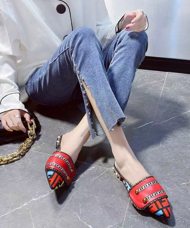 Sandalen Zehen spitz Spleißen einzigartige Slide Leder gelb Faux