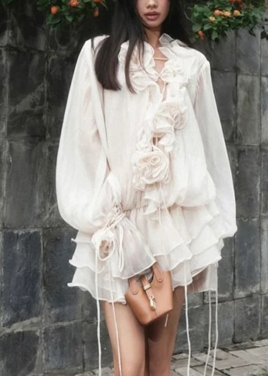 Three-Dimensional Flower Sleeve Ruffled Style Lantern Korean