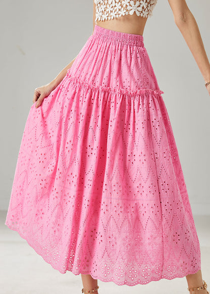 Fine Rose Ruffled Hollow Out Cotton Skirt Summer AZ1046