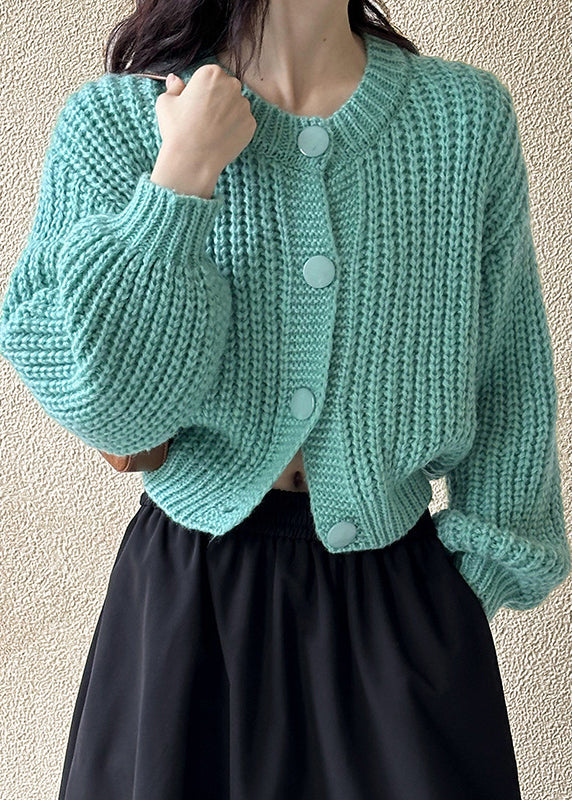 Simple Blue Button Cozy Cotton Knit Cardigan Long Sleeve AF1066