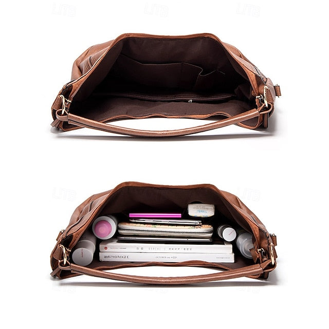Set Damen Ledertasche Hobo mit passender Geldbörse Kunstleder