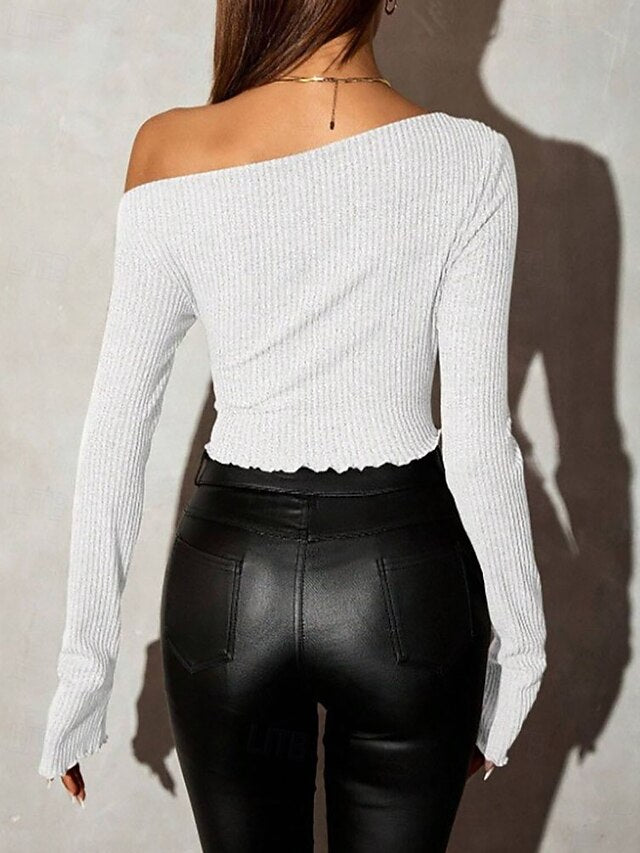 Women's Sweater Pullover Streetwear Sexy Casual Solid Color