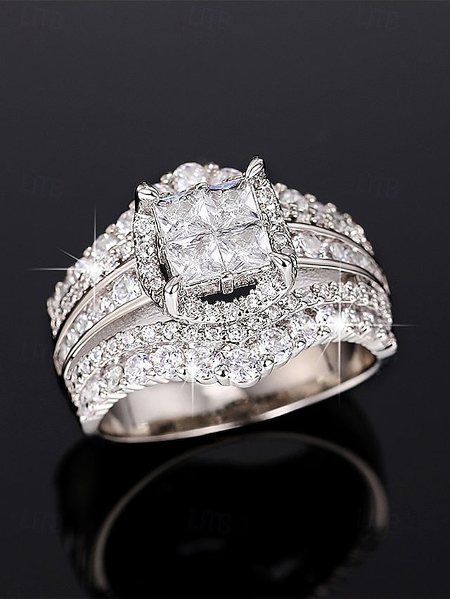 with Luxury Cubic Ring Set Zirconia Wedding
