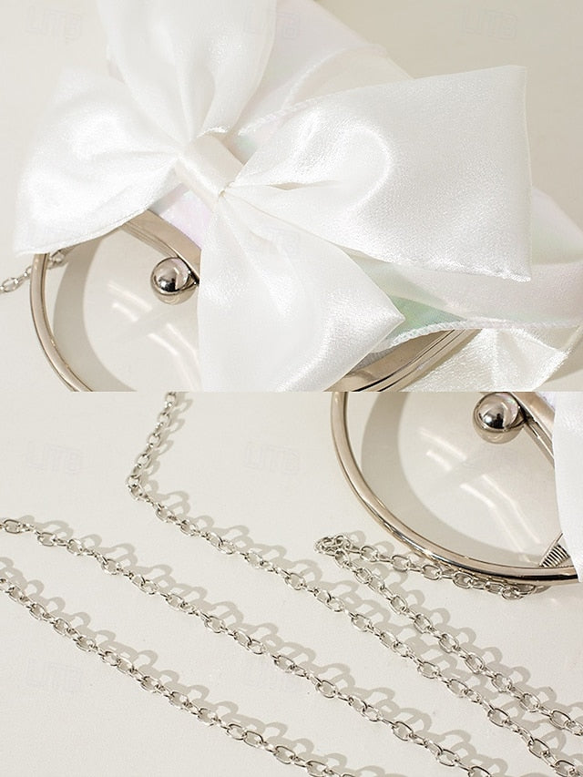 Evening Elegant Bow Women's Pearl – Clutch Bag Satin