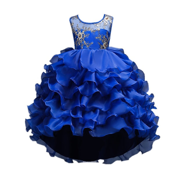4-13 Party Floral Wedding Summer Kids Dress Ruffle Girls'