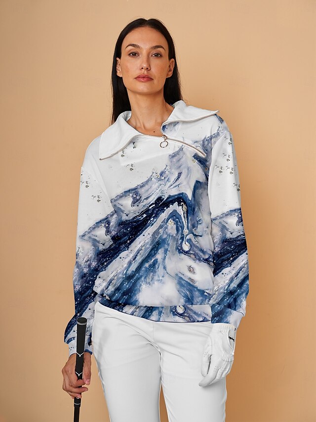 Women's Golf Pullover Sweatshirt Blue Long Sleeve Top